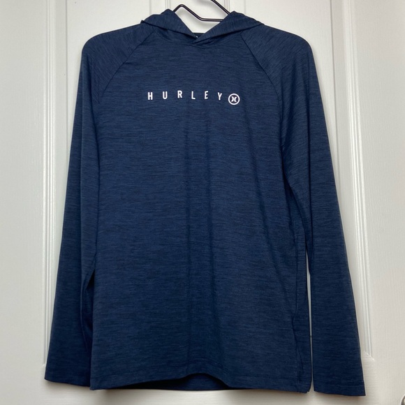 Hurley Other - Men’s Hurley Heather Navy Blue Long Sleeve Tee Shirt with Hood Size S